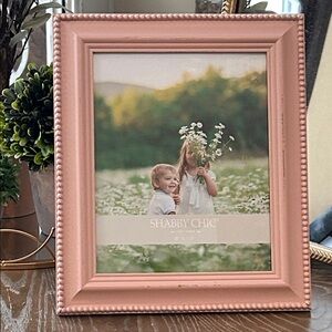 NEW! LARGE Shabby Chic Pink Beaded Wood Photo Picture Frame